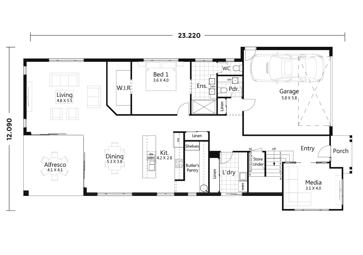 Bella Vista Traditional floor plan