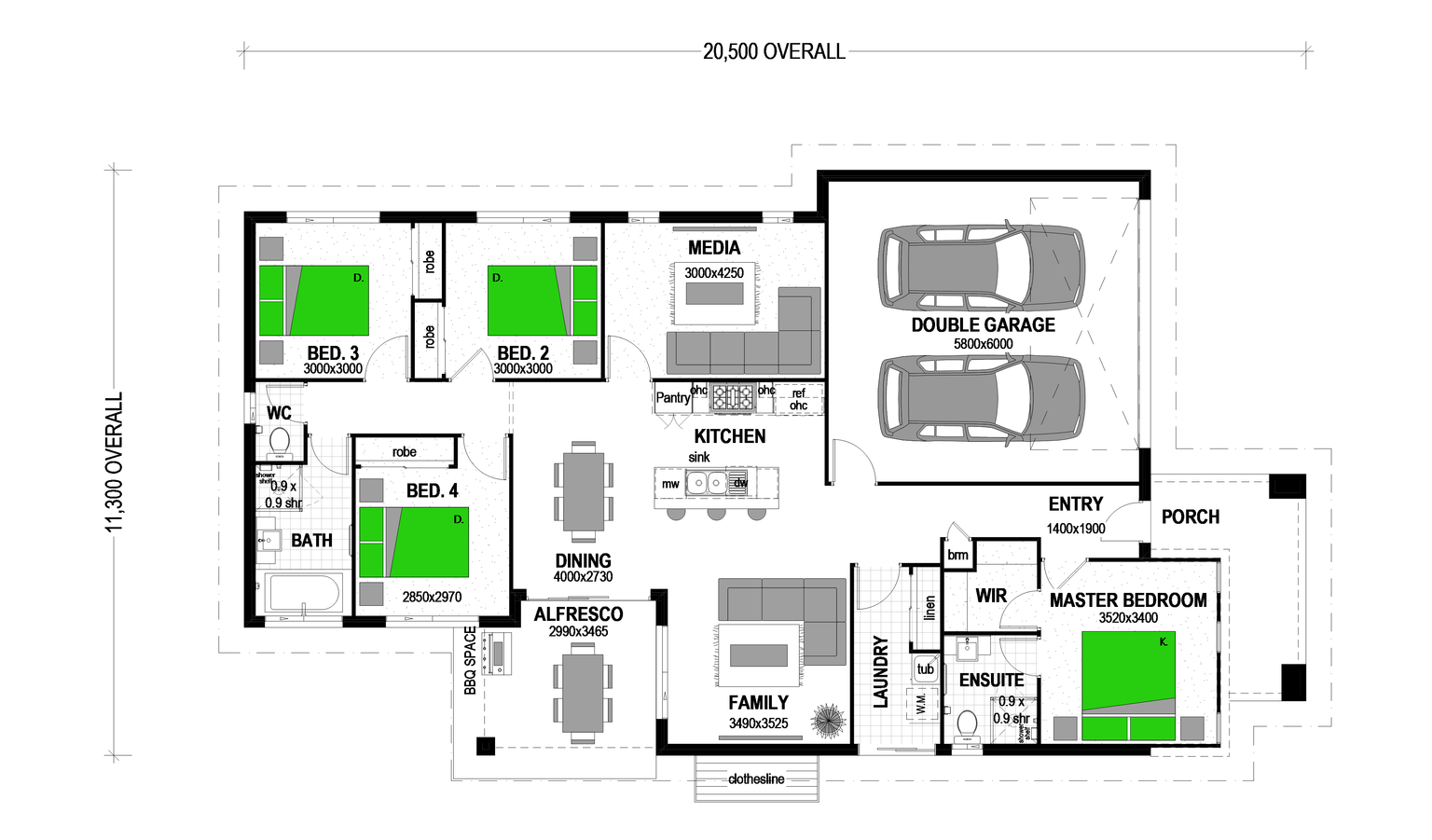 Relaxed comfortable living, floor plan